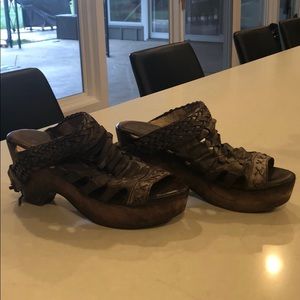 Distressed Freebird Slip-ons with Chunky Heel